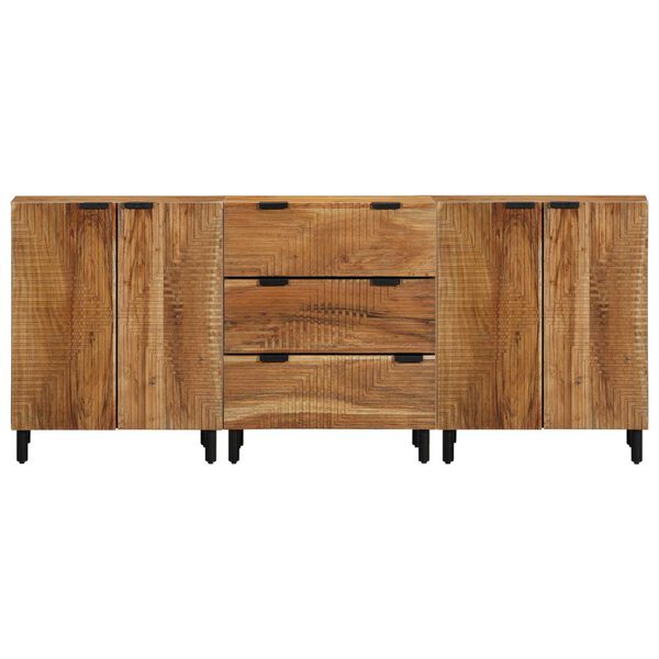 vidaXL Πλαϊνό Γραφείο 3 pcs Καφέ 60 x 33 x 75 cm Μασίφ ξύλο ακακίας