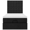 vidaXL Οθωμανικό κρεβάτι με στρώμα & LEDs Μαύρο 90x200 cm Ύφασμα