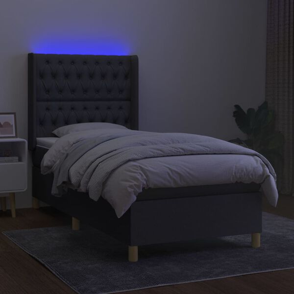 vidaXL &Kappa;&rho;&epsilon;&beta;ά&tau;&iota; Boxspring &mu;&epsilon; &Sigma;&tau;&rho;ώ&mu;&alpha; & LED &Sigma;&kappa;.&Gamma;&kappa;&rho;&iota; 90x190 &epsilon;&kappa;. &Upsilon;&phi;&alpha;&sigma;&mu;ά&tau;&iota;&nu;&omicron;