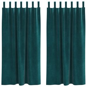 vidaXL Κουρτίνες 2 pcs Σκούρο πράσινο 140 x 175 cm Βελούδο