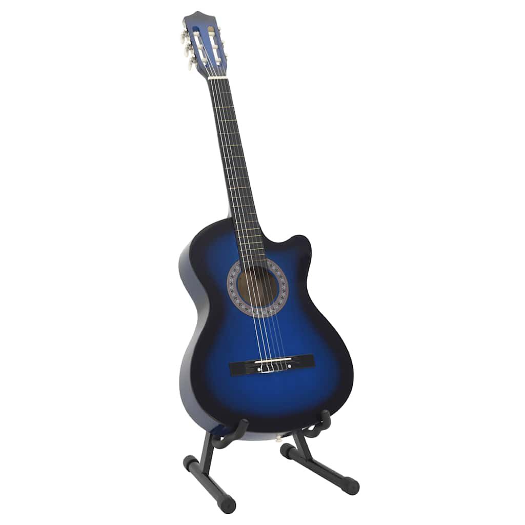 vidaXL Κιθάρα Western Classical Cutaway Σετ 12 Τεμ. 6 Χορδές Μπλε 38"