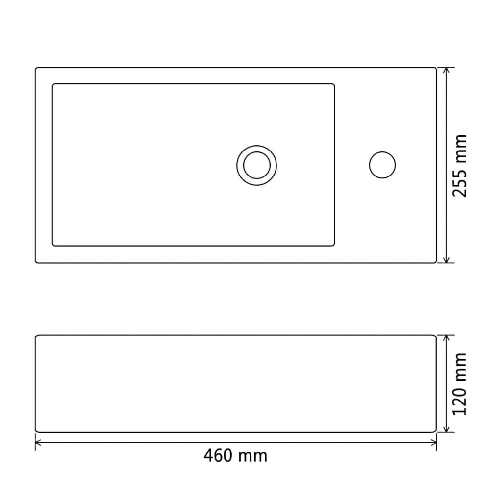 vidaXL Νιπτήρας Ορθογώνιος Οπή Βρύσης Μαύρος 46x25,5x12 εκ. Κεραμικός