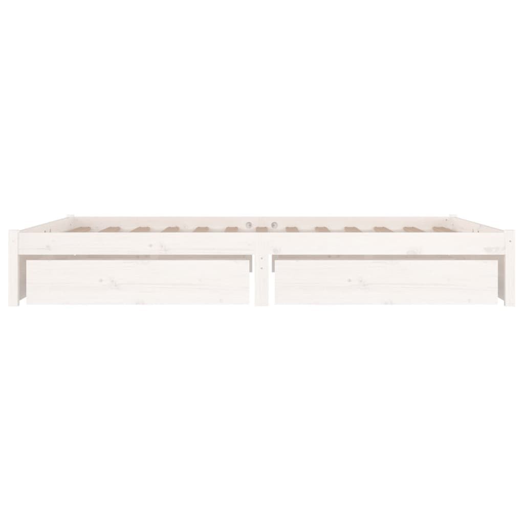 vidaXL Πλαίσιο Κρεβατιού Συρτάρια Λευκό 180 x 200 εκ Super King Size