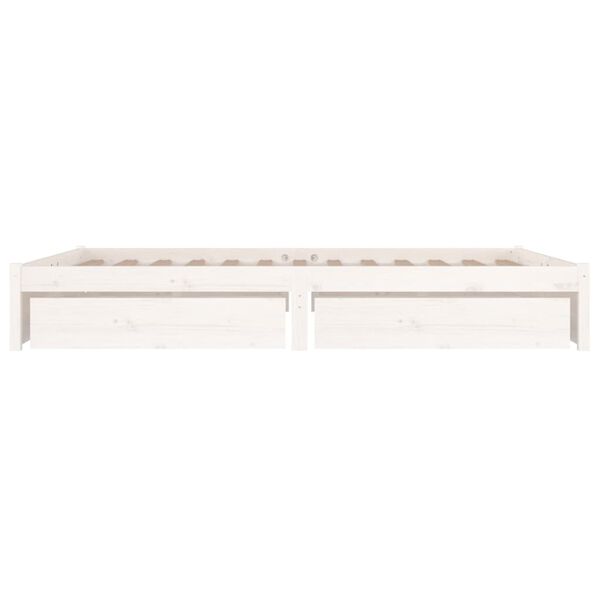 vidaXL Πλαίσιο Κρεβατιού Συρτάρια Λευκό 180 x 200 εκ Super King Size