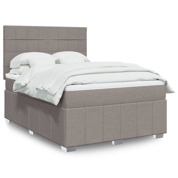 vidaXL &Kappa;&rho;&epsilon;&beta;ά&tau;&iota; Boxspring &mu;&epsilon; &Sigma;&tau;&rho;ώ&mu;&alpha; Taupe 140x190 &epsilon;&kappa;. &Upsilon;&phi;&alpha;&sigma;&mu;ά&tau;&iota;&nu;&omicron;