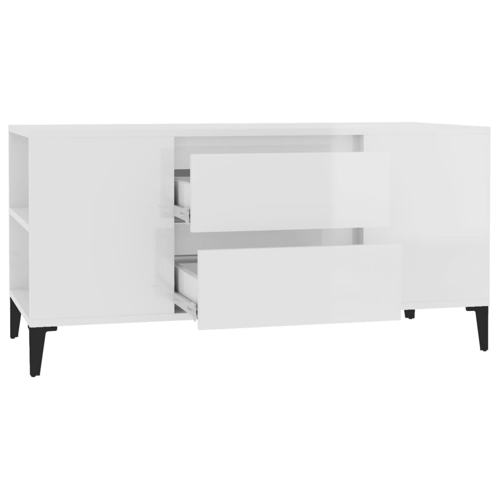 vidaXL Έπιπλο Τηλεόρασης Γυαλ. Λευκό 102x44,5x50 εκ.Επεξεργασμένο Ξύλο