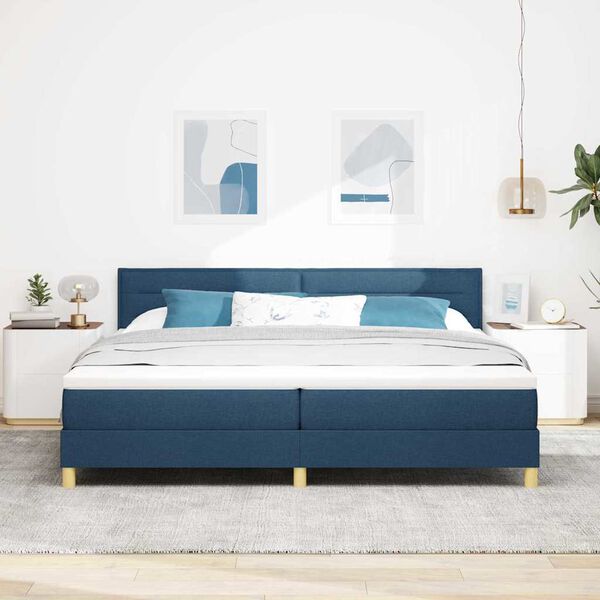 vidaXL Κρεβάτι box spring με στρώμα με στρώμα Μπλε 200 x 200 cm ύφασμα