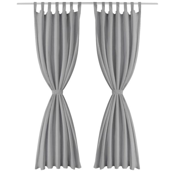 vidaXL Κουρτίνες με Θηλιές 2 τεμ. Γκρι 140 x 175 εκ. από Microsatin