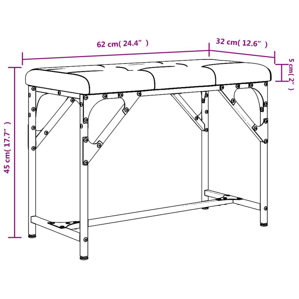 vidaXL Πάγκος Τραπεζαρίας Σκούρο Γκρι 62 x 32 x 45 εκ. Ατσάλι / Ύφασμα