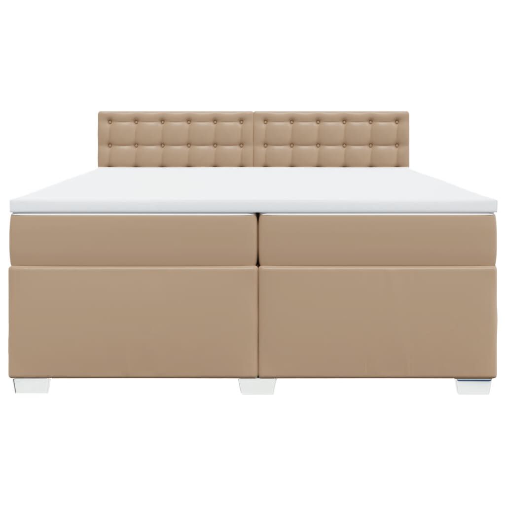 vidaXL Κρεβάτι Boxspring με Στρώμα Καπουτσίνο 200x200εκ.από Συνθ.Δέρμα