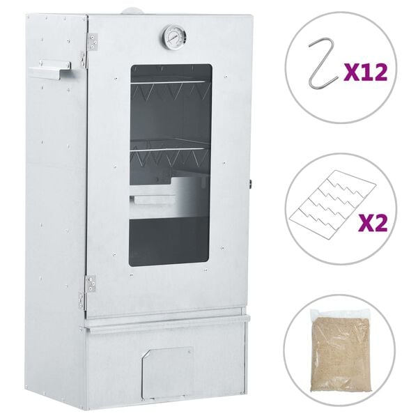 vidaXL Φούρνος Μπάρμπεκιου με Πριονίδι 44,5x29x110 εκ. Γαλβαν. Ατσάλι