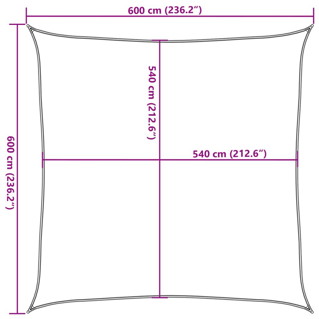 vidaXL Πανί Σκίασης Σκούρο Πράσινο 6 x 6 μ. από HDPE 160 γρ./μ²