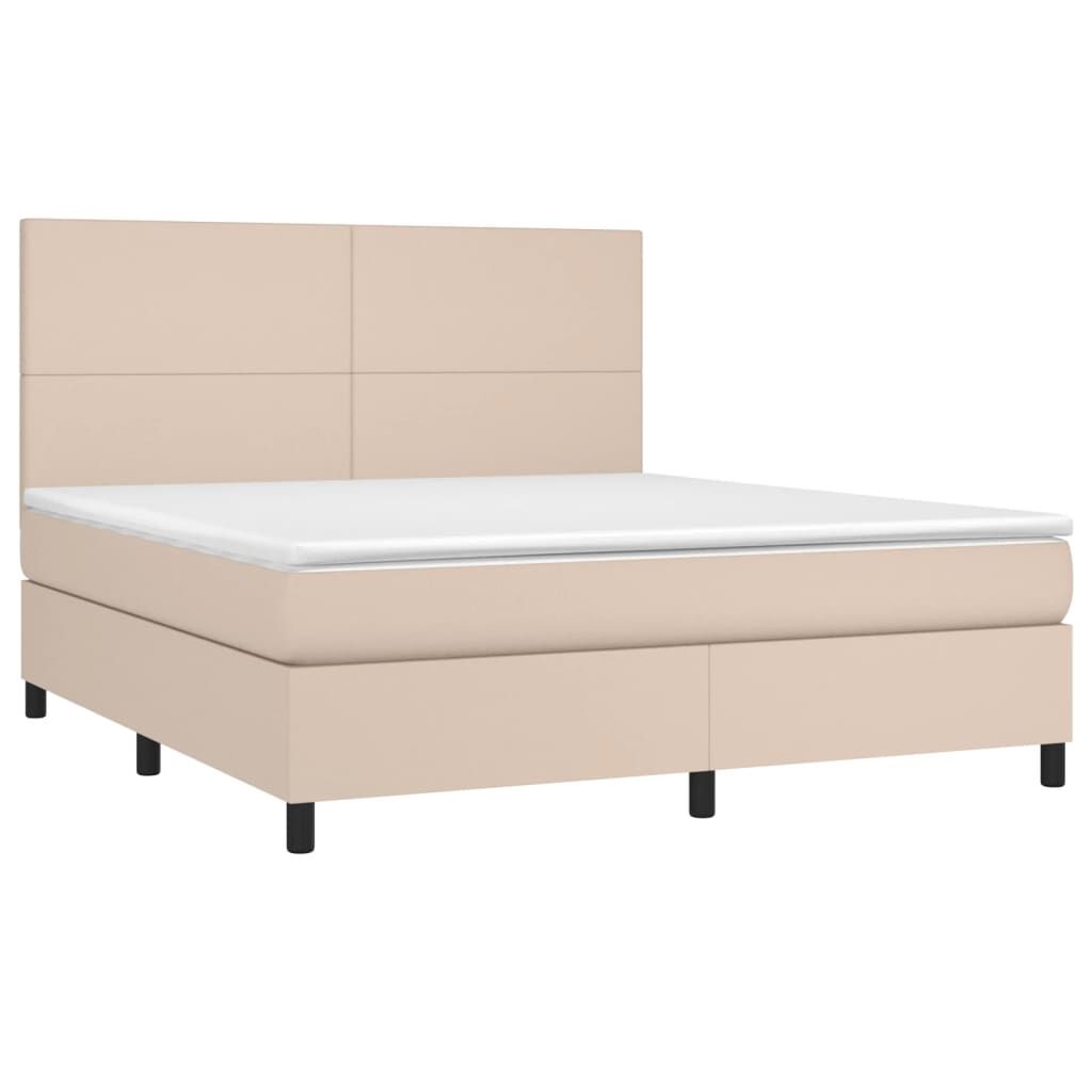 vidaXL Κρεβάτι Boxspring με Στρώμα Καπουτσίνο 180x200 εκ. Συνθ. Δέρμα