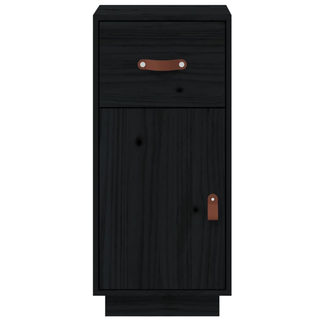 vidaXL Ντουλάπι Μαύρο 34 x 40 x 75 εκ. από Μασίφ Ξύλο Πεύκου