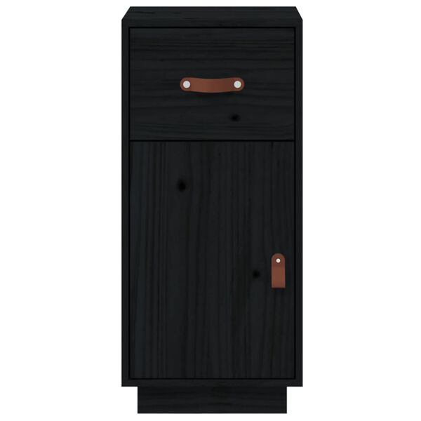 vidaXL Ντουλάπι Μαύρο 34 x 40 x 75 εκ. από Μασίφ Ξύλο Πεύκου