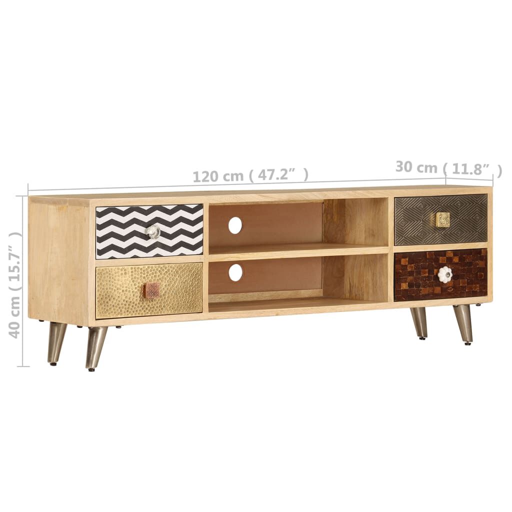 vidaXL Έπιπλο Τηλεόρασης 120 x 30 x 40 εκ. από Μασίφ Ξύλο Μάνγκο