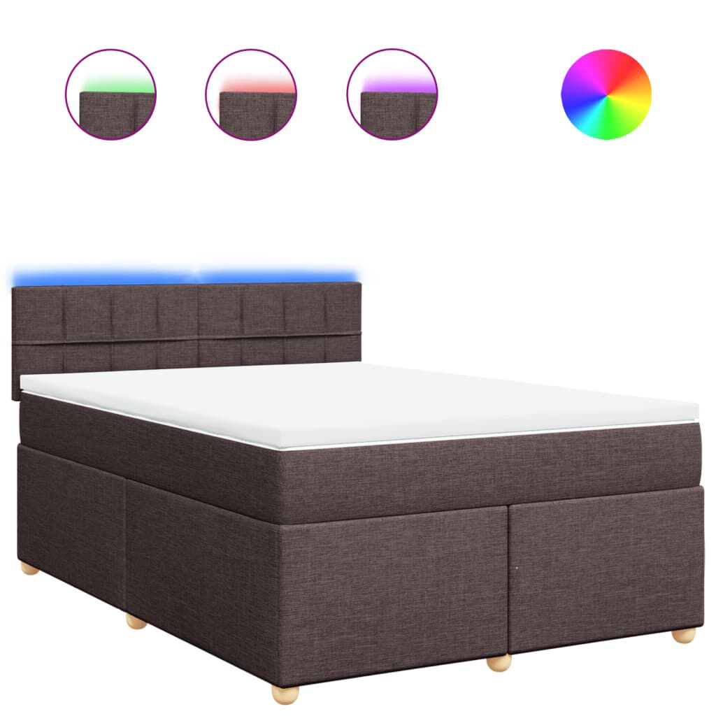 vidaXL Κρεβάτι Boxspring με Στρώμα Σκούρο Καφέ 160x200 εκ Υφασμάτινο