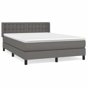 vidaXL Κρεβάτι Boxspring με Στρώμα Γκρι 140x190εκ. από Συνθετικό Δέρμα