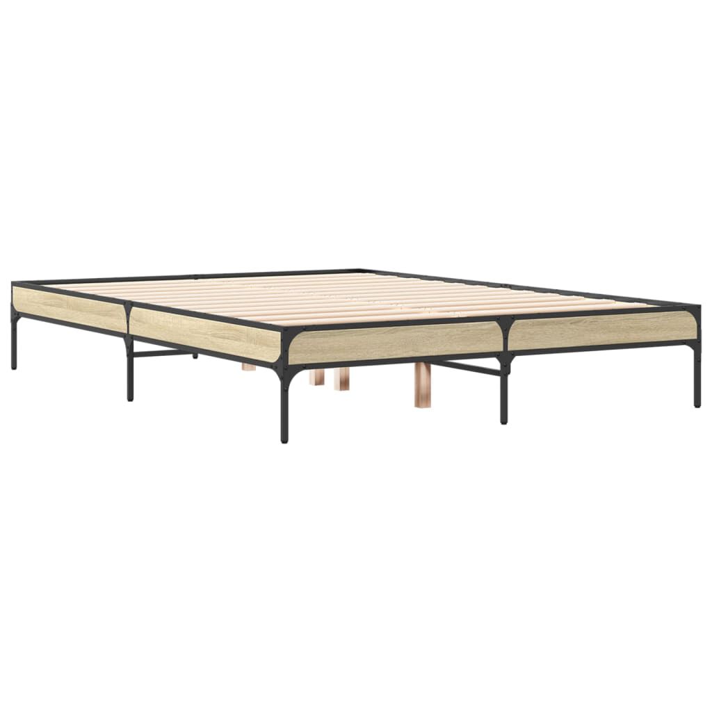 vidaXL Πλαίσιο Κρεβατιού Sonoma Δρυς 120x200 εκ. Επεξ. Ξύλο & Μέταλλο
