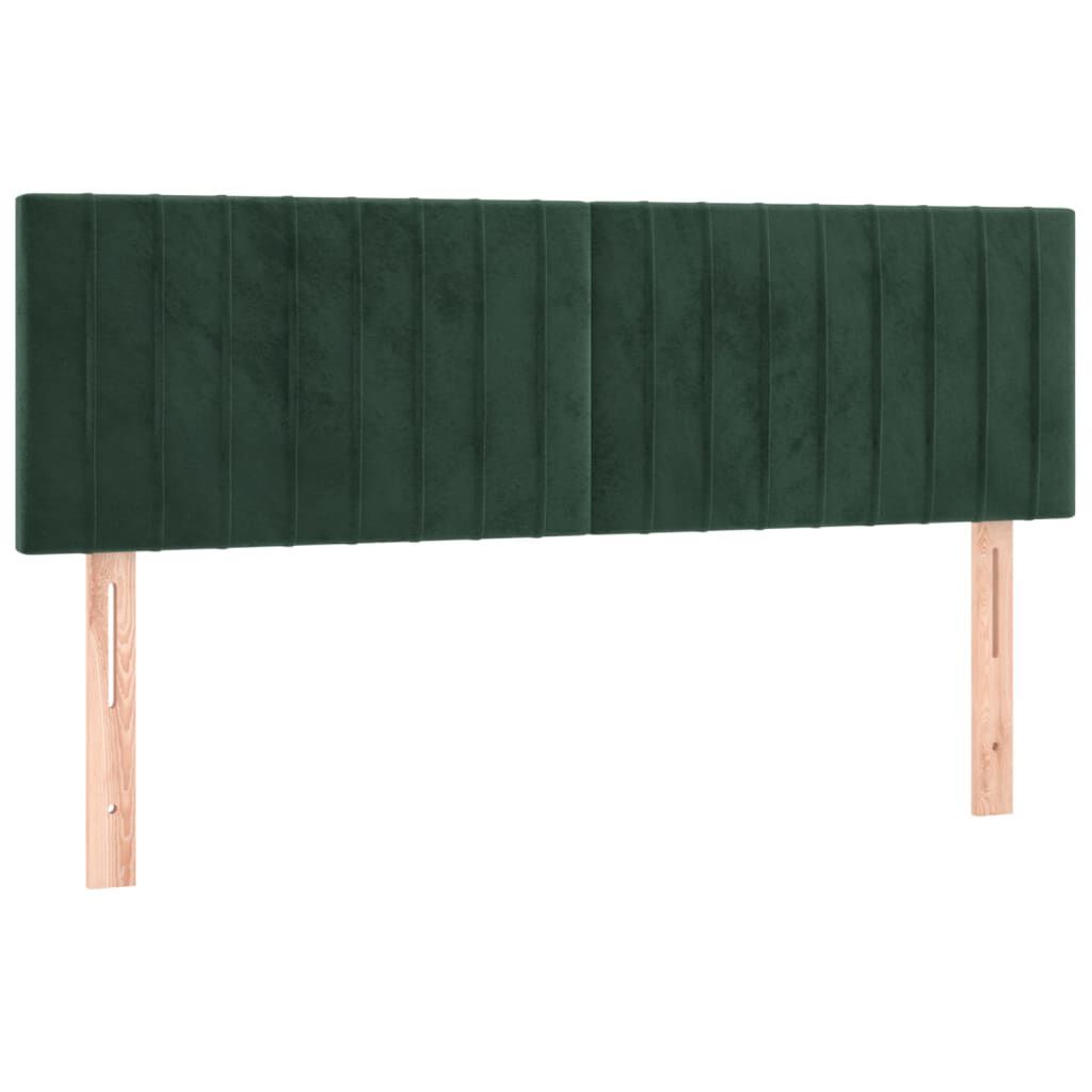 vidaXL Κρεβάτι Boxspring με Στρώμα & LED Σκ. Πράσινο 140x190εκ Βελούδο