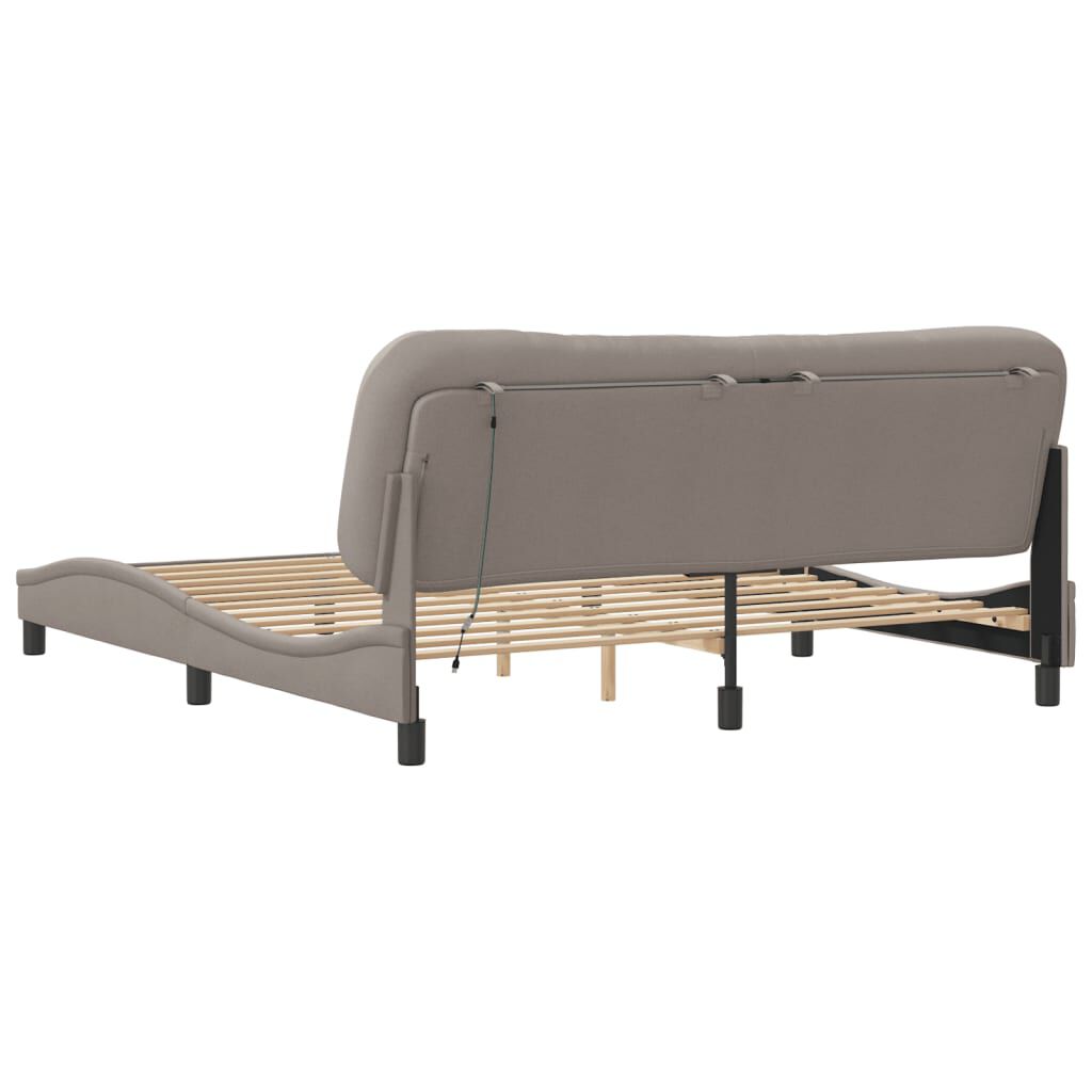 vidaXL Πλαίσιο κρεβατιού με LED χωρίς στρώμα Taupe 180x200 cm Ύφασμα