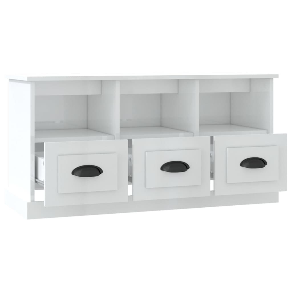 vidaXL Έπιπλο Τηλεόρασης Γυαλ. Λευκό 100x35x50 εκ. Επεξεργασμένο Ξύλο