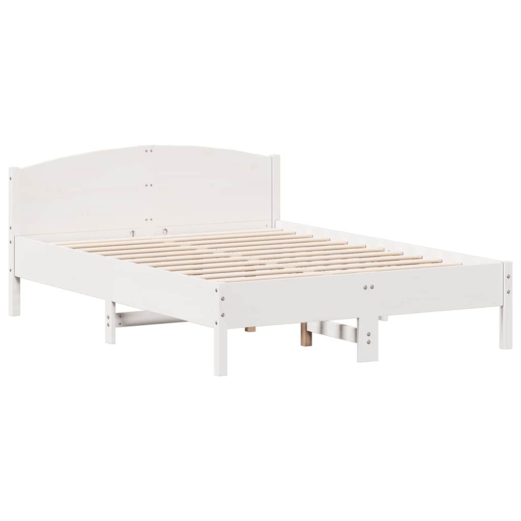 vidaXL Σκελετός Κρεβ. Χωρίς Στρώμα Λευκό 150x200 εκ Μασίφ Πεύκο