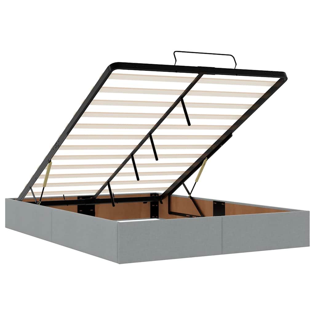vidaXL Οθωμανικό κρεβάτι με στρώμα&LEDs Ανοιχτό γκρι 140x190cm Ύφασμα
