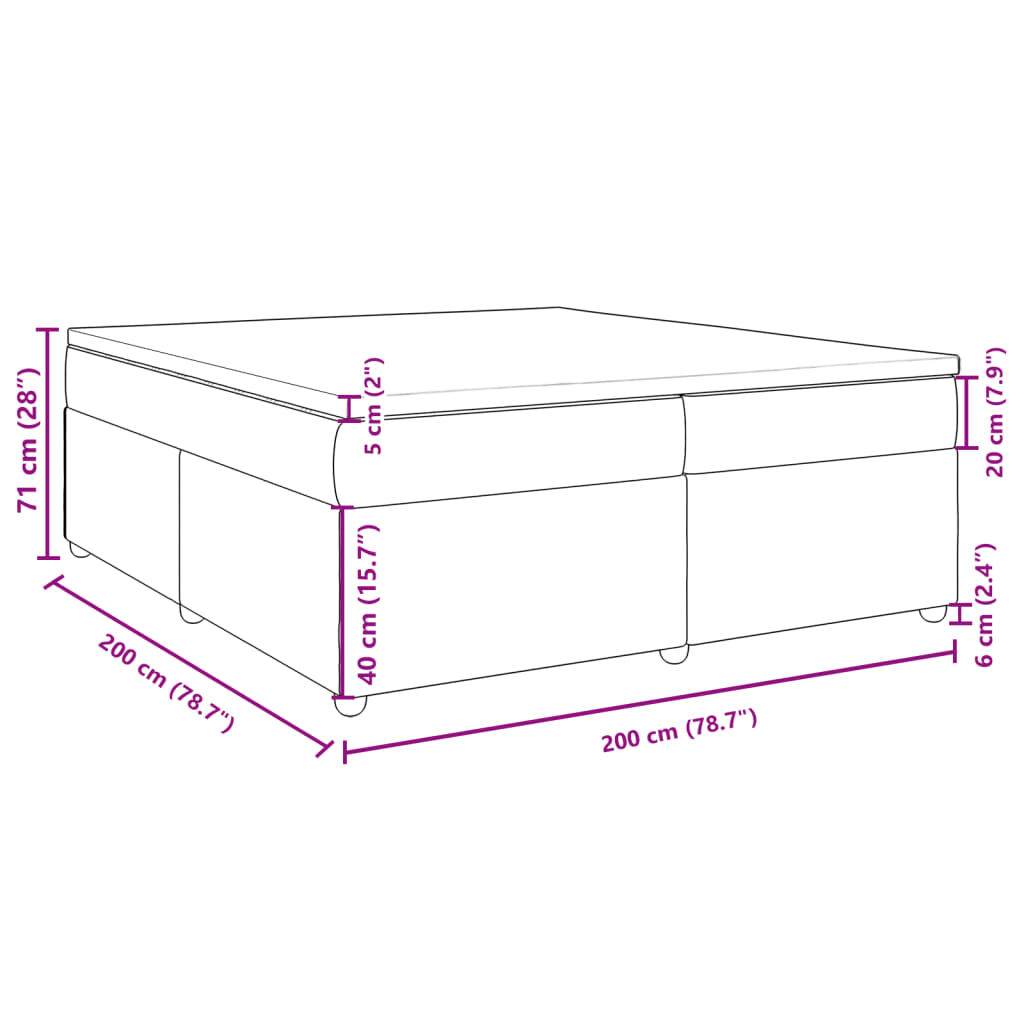 vidaXL Κρεβάτι Boxspring με Στρώμα Ανοιχτό Γκρι 200x200 εκ. Υφασμάτινο