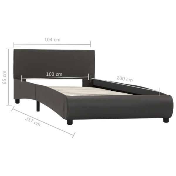 vidaXL Πλαίσιο Κρεβατιού με LED Γκρι 100x200 εκ. Συνθετικό Δέρμα