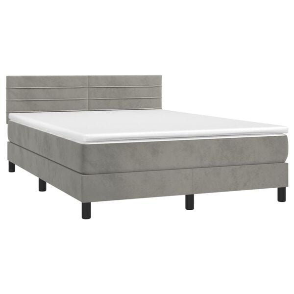 vidaXL &Kappa;&rho;&epsilon;&beta;ά&tau;&iota; Boxspring &mu;&epsilon; &Sigma;&tau;&rho;ώ&mu;&alpha;&LED &Alpha;&nu;. &Gamma;&kappa;&rho;&iota; 140x190 &epsilon;&kappa;. &Beta;&epsilon;&lambda;&omicron;ύ&delta;&iota;&nu;&omicron;