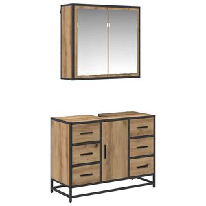 vidaXL &Sigma;&epsilon;&tau; &Epsilon;&pi;ί&pi;&lambda;&omega;&nu; &Mu;&pi;ά&nu;&iota;&omicron;&upsilon; 2 pcs Artisan Oak &Epsilon;&pi;&epsilon;&xi;&epsilon;&rho;&gamma;&alpha;&sigma;&mu;έ&nu;&omicron; &xi;ύ&lambda;&omicron;