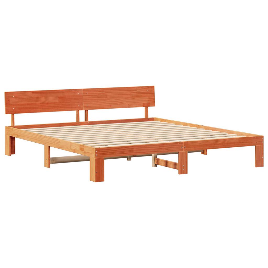 vidaXL Κρεβάτι με κεφαλάρι Κερωμένο Καφέ 180x200 εκ. Μασίφ ξύλο πεύκου