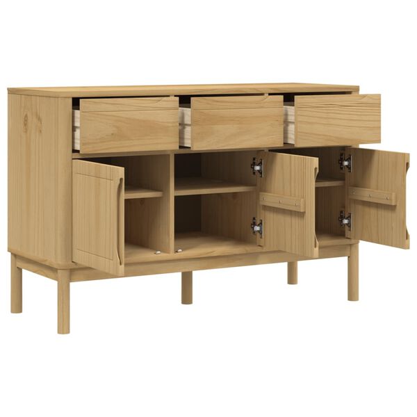 vidaXL Ντουλάπι FLORO Καφέ 114 x 43 x 74 εκ. από Μασίφ Ξύλο Πεύκου