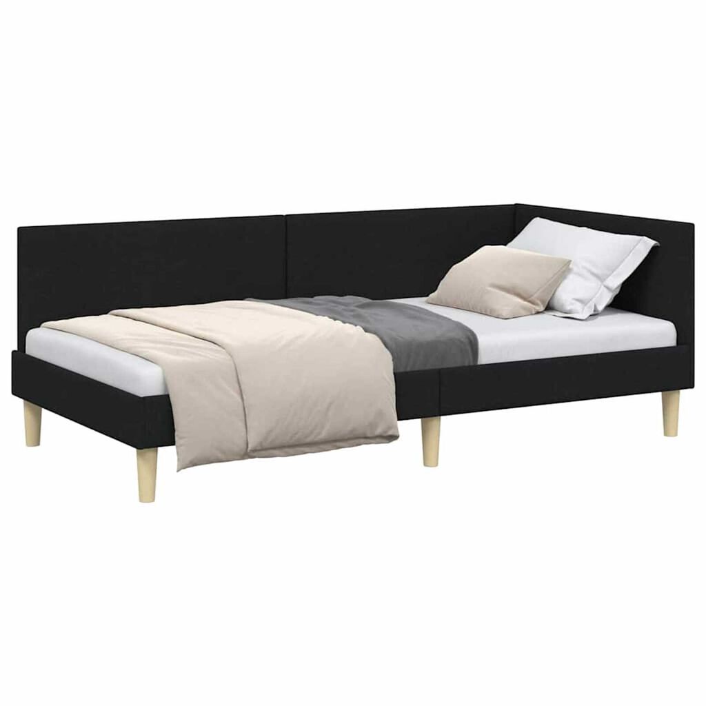 vidaXL Κρεβάτι Γωνίας Άλλο Μαύρο 80 x 200 cm Ύφασμα και Έργο ξύλου