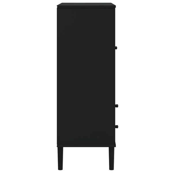 vidaXL Ντουλάπι Ψηλό SENJA Μαύρο/Ρατάν 90x40x112 εκ. Μασίφ Ξύλο Πεύκου