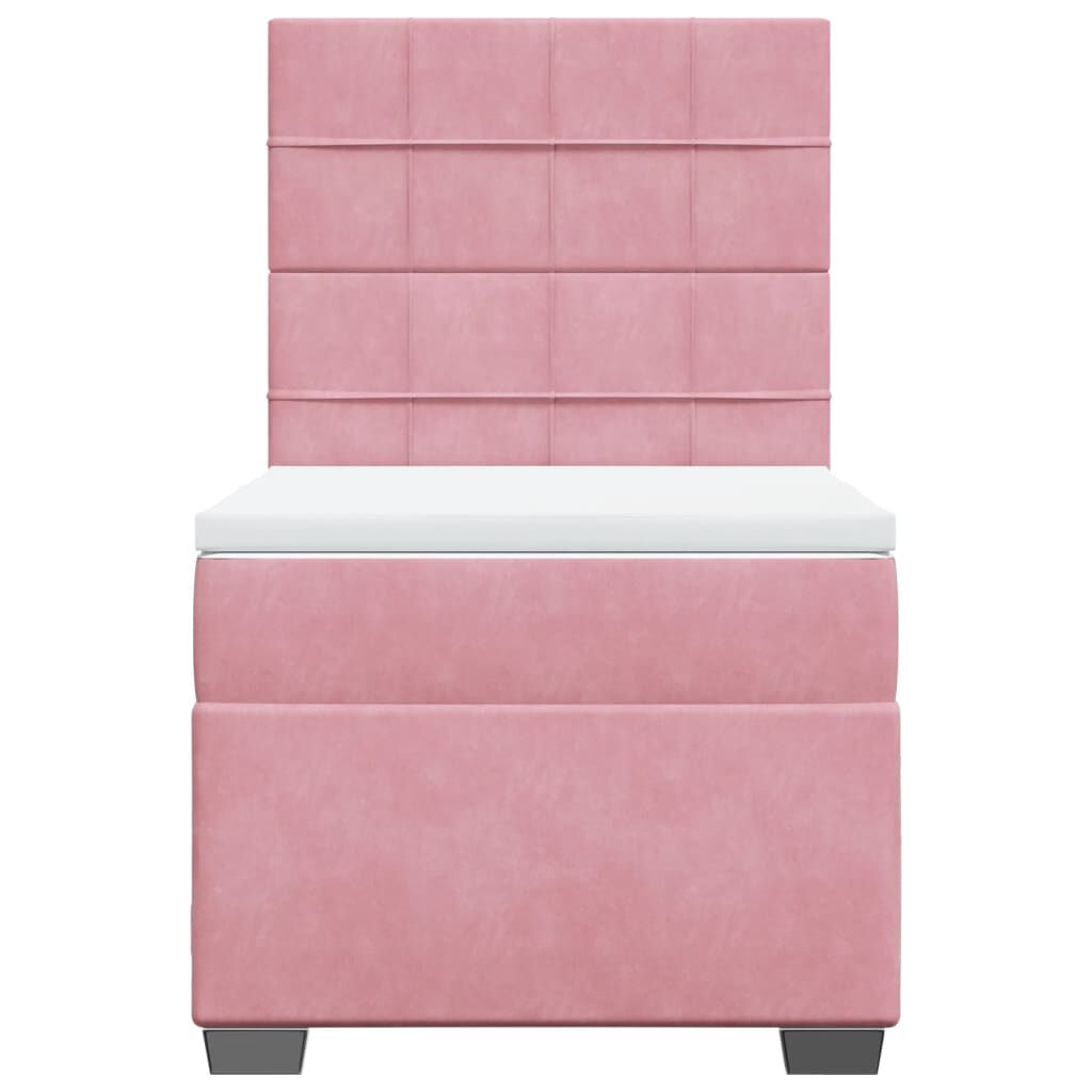 vidaXL Κρεβάτι Boxspring με Στρώμα Ροζ 100x200 εκ. Βελούδινο