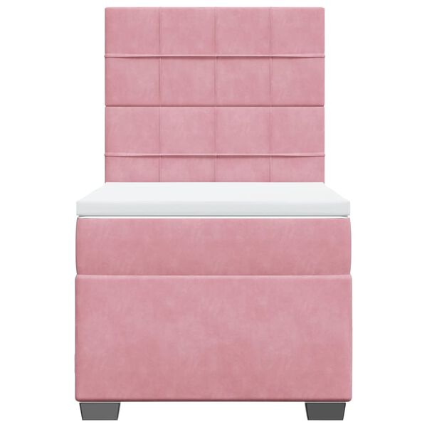 vidaXL Κρεβάτι Boxspring με Στρώμα Ροζ 100x200 εκ. Βελούδινο