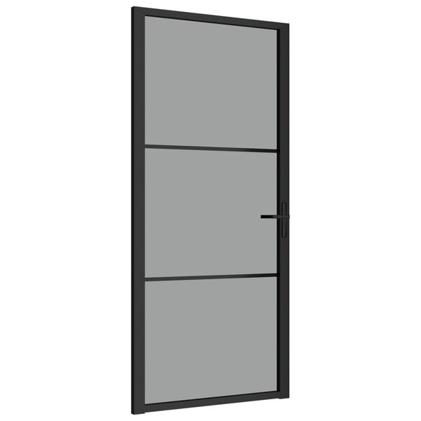 vidaXL Εσωτερική Πόρτα 93x201,5 εκ. Μαύρη ESG Γυαλί και Αλουμίνιο