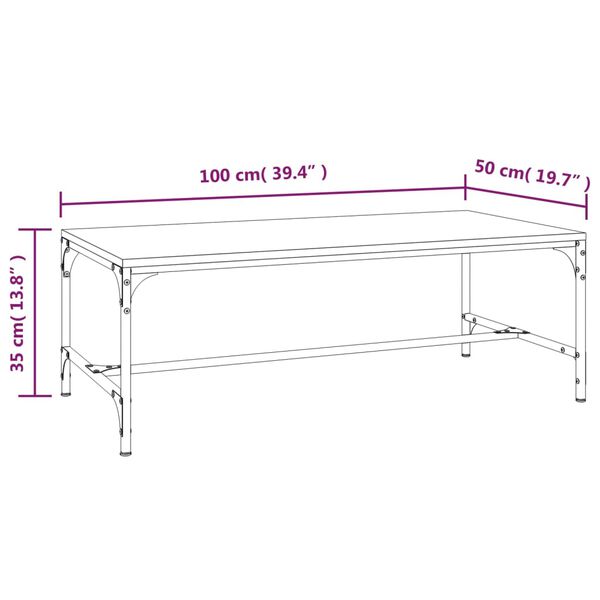 vidaXL Τραπεζάκι Σαλονιού Γκρι Sonoma 100x50x35 εκ. Επεξεργασμένο Ξύλο
