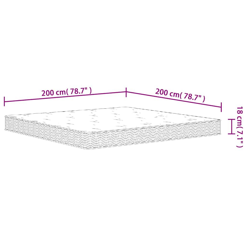 vidaXL Στρώμα με Bonnell Springs Μεσαία Σκληρότητα 200 x 200 εκ.