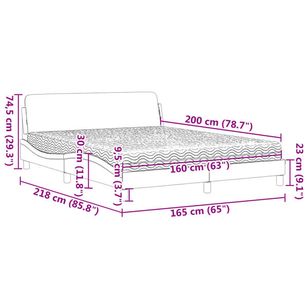 vidaXL Κρεβάτι Σκούρο Γκρι 160x200 εκ Υφασμάτινο
