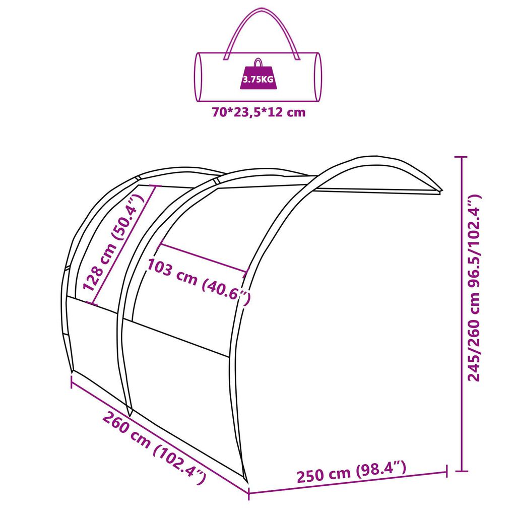 vidaXL Τέντα ανθεκτική στο νερό 250 x 260 x 260 εκ.
