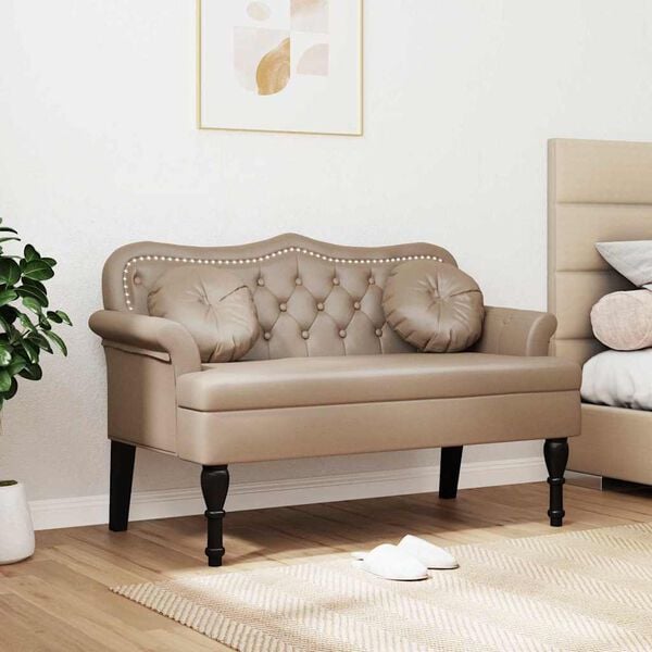 vidaXL Καναπές Chesterfield με μαξιλάρι Καπουτσίνο 120,5 x 65 x 75 εκ.