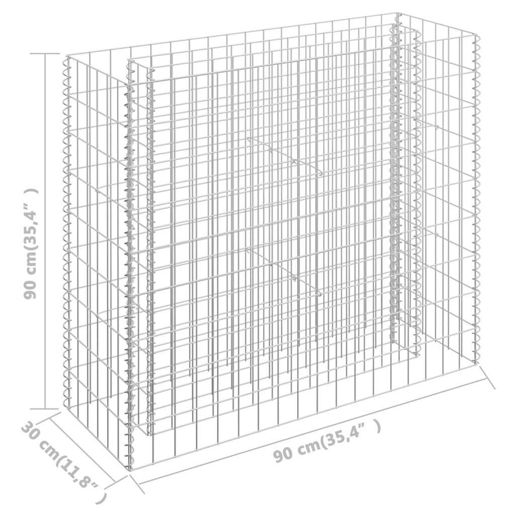 vidaXL Συρματοκιβώτιο-Γλάστρα Υπερυψωμένη 90x30x90 εκ. Γαλβ. Χάλυβας