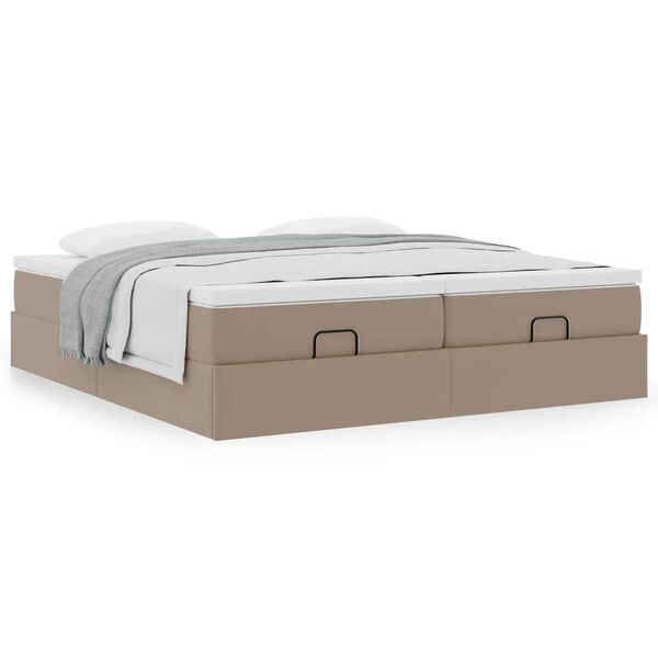 vidaXL Οθωμανικό κρεβάτι με στρώματα Cappucino 200x200cm Faux Leather