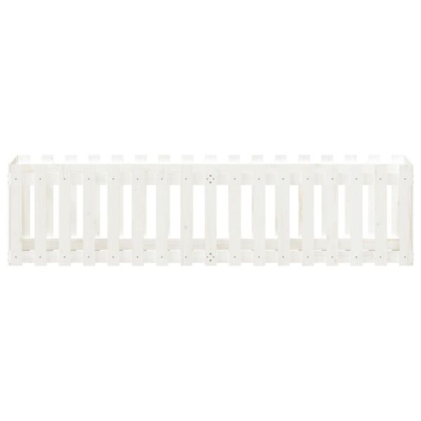 vidaXL Ζαρντινιέρα με Σχέδιο Φράχτη Λευκή 200x50x50 εκ. Μασίφ Πεύκο