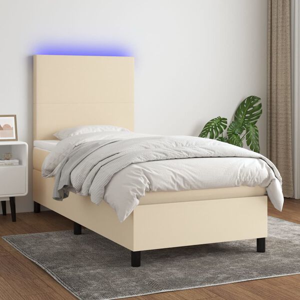 vidaXL &Kappa;&rho;&epsilon;&beta;ά&tau;&iota; Boxspring &mu;&epsilon; &Sigma;&tau;&rho;ώ&mu;&alpha; & LED &Kappa;&rho;&epsilon;&mu; 80x200 &epsilon;&kappa;. &Upsilon;&phi;&alpha;&sigma;&mu;ά&tau;&iota;&nu;&omicron;