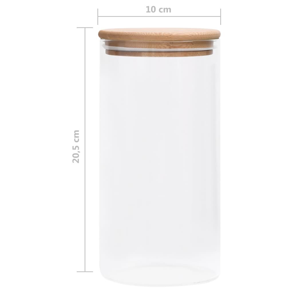 vidaXL Βάζα 4 τεμ. 1200 ml Γυάλινα με Καπάκι από Μπαμπού