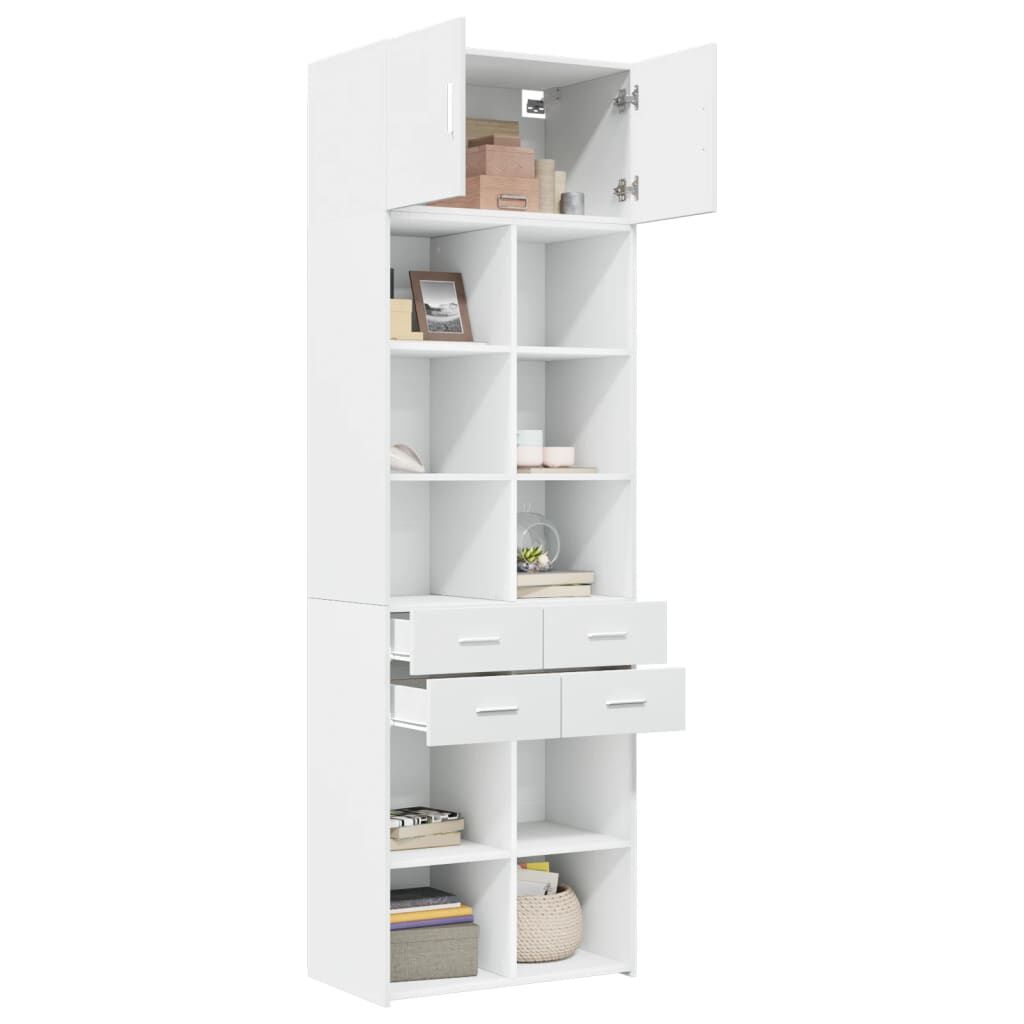 vidaXL Ραφιέρα με Ντουλάπια Λευκή 70x42,5x225 εκ. Επεξεργασμένο Ξύλο